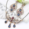 Vintage Turkish Women Resin Flower Jewelry Sets Hook Drop Earring Vines Necklace Antique Gold Color Arabia Bridal Retro Jewelry