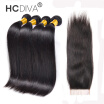 Cabello Liso Indio Con Cierre 4 Paquetes Cazadores Lisos Pelo De La India Con Cierre 7a Grado Armadura De Cabello Humano Crudo HCDIVA