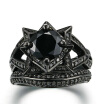 Luxury Black Cubic Zirconia Black Gold Color Ring Sets Unique Vintage Cocktail Rings for Women R622