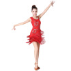 2018 Nouveau Sequin Perlé Dance Party Jupe Latine Cha Cha Concurrence Gland Jupe De Danse Costumes Zipper Manches Robe De Danse