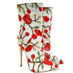 2018 fashion high heel long boots for woman party wedding air mesh Printed flowers boots plus size shoes