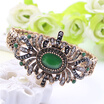 Exquisite Turkish Women Antique Gold Color Bangle&Bracelet Resin Rhinestone Jewelry Bangles Hollow Flower Pulseirsa Feminino