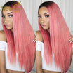 24"Long Straight Synthetic Wigs Ombre Red Pink Blonde Brown Green Hair Wig for Women Can Be Cosplay