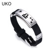 UKO Stainless Steel Bracelet Men Bracelet Silicone Gothic Punk Rock Bracelets & Bangles for Men Daily Jewelry