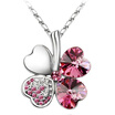 Women Vintage Fashion Jewelry Heart Crystal from Austrian Four Leaf Clover Necklace Pendants Trendy 201