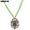 Ethnic Festival Gift Long Seed Bead Flower Necklace Sets Turkish Antique Gold Hollow Pendant Necklace Indian Vintage Jewelry