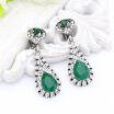 Exhibition New Style Turkish Women Long Clip Earring Antique Silver Color Resin Symmetric Hollow Leaves Arab Earring Jewelry