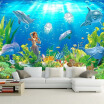 Custom Mural Straw Wallpaper Mermaid Dolphins Underwater World Living Room Sofa TV Backdrop Photo Wallpaper For Bedroom Walls 3D