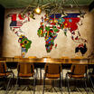 Custom 3d mural Retro flag map world cafe bar graffiti wallpaper mural