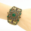 Turkish Women Flower Resin Bangle Cuff Arabesque Antique Gold Plat Vintage Jewelry India bracelet Gypsy Ethnic Festival Jewelry
