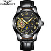 GUANQIN Mens Top Brand Business Waterproof Watch Tourbillon Automatic Mechanical Watch Mens Casual Leather Strap