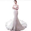 Embroidery Illusion Poet Sleeves Lace Mermaid Fishtail Wedding Gown