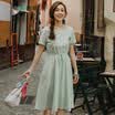 INMAN solid color high waist dress ladies summer dress
