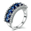 Sliver Color Luxury Blue Crystal Fashion Cocktail Party Women Rings AAA CZ Crystal Jewelry Chirstmas Gift R571