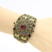 Turkish Women Flower Resin Bangle Cuff Arabesque Antique Gold Plat Vintage Jewelry India bracelet Gypsy Ethnic Festival Jewelry