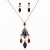 Vintage Resin Jewelry Sets Turkish Antique Gold Color Leaf Drop Water Earring Oval Pendant Necklace Women Festival Bride Bijoux