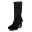 plus size 34-43 Black Lace Zip Cut-Outs Sexy knee high boots Spring summer boots for women high heels party dress shoes woman