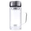 HAERS Glass Tea Cup Double Handle Cup Office Men&Women Tea Cup 400ml Brown