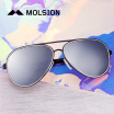 Mo Sen Mens sunglasses polarized sunglasses pilot driver driving mirror MS1237 M02 half matte black AR blue