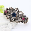 Ethnic Turkish Blooming Flowers Brecelet Bangle Women Stage Banquet Resin Jewelry Adjustable Wide Cuff Antque Gold Color Bijoux