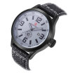 Brand New Naviforce Mens Leather Quartz Wrist Watch Grey Black