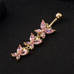 Exquisite Women Zircon Butterfly Piercing Belly Button Rings Gold Color Copper Barbell Navel Body Jewelry 316L Medical Steel