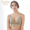 Ou Difen no steel ring bra 18 spring&summer new thin section underwear no steel ring sexy lace triangle cup uniform vest models XV8201 cream yellow L