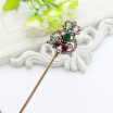 Vintage Turkish Women Double Side Flower Hair Clasp Arabia Resin Hairpin Jewelry Antique India Bride Comb Tight Updo Hair Sticks