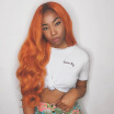 Osolovely Hair Dark Root Orange Color Human Hair Wigs Full Lace Wig Body Wave Wig