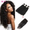 ALot 7A Peruvian Curly Weave Human Hair 4 Bundles With Closure Peruvian Kinky Curly Virgin Hai Natural Black 5Pcs Lot