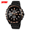 Military Style Dual Time Zones Analog-Digital Stainless Steel Wrist Watch