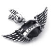 Hpolw Mens&Womens Angel Wing Stainless steel casting black feather LoveHeart Crystal patterns Bird animals PendantSilver