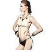 Van balun balneaire bikini swimsuit female small chest gather sexy BIKINI big chest triangle swimwear 82040 brown L