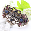 Ethnic Women Flower Bangle Bracelet Antique Gold Color Resin Turkish Jewelry Rhinestone Bangles Ladies Banquet Wedding Bijoux