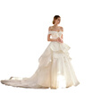 Plus Size Backless Lace Off Shoulder Applique Tiers Ball Gown Wedding