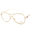 Fashion Glasses Frame Women Crystal Diamond Brand Designer Metal Optics Classic Eyeglasses Frames Clear Transparent