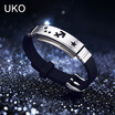 UKO Stainless Steel Bracelet Men Bracelet Silicone Gothic Punk Rock Bracelets & Bangles for Men Daily Jewelry