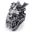 Hpolw Mens Stainless Steel Ring Large Gothic Skull Black Silver