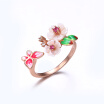 K-1 Qi Yilian Flower Ring Single Ring Women Accessories Butterfly 925 Plating Sterling Silver Inlay Opening Ring Ornaments