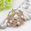 Lucky Pentacle Athena Brooch Jewelry For Women Gold Color Pin Simulated-Pearl Crystal Broches Brooches Gypsy Astrologers Badge