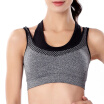 Women Fake Two-pieces Sports Bra Padded Push Up Wirefree Vest Fitness Brassiere Tops