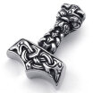 Hpolw Mens Stainless Steel Black High Quality New Arrival Punk Celtic Knot Thors Hammer Pendant Necklace