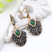 Ethnic Turkish Long Drop Earring Women Palm Leaves Resin Jewelry Antique India Hook Earring Arabesque Pendientes Mujer Moda