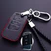Huashi public key package leather key bag buckle set car accessories B section folding three keys black black line