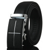 Belts Men High Quality Genuine Leather Belt Men Fashion Silver Geometric Automatic Buckle Ceintures Homme Luxury Black