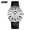 Mens Classic Style Roman Numeral Dial Leather Band Quartz Wristwatch