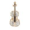 Fashion Women Violin Brooch Pins Gold Color Instruments Jewelry Crystal Wedding Broches Brooches Lapel Scarf Pins Concert Badge