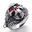 Hpolw men black&silver Stainless Steel Skull Mens rubies skeleton Ring