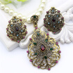 Vintage Flower Imitation Pearl Jewelry Sets Antique Gold Color Beaded Necklace&Earrings Rhinestone Jewelry India Wedding Bijoux