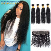 7A Virgin Indian Deep Curly Hair With Frontal Closure 4 Bundles Ear To Ear Lace Frontal With Baby Hair And Bundles Fast Deals